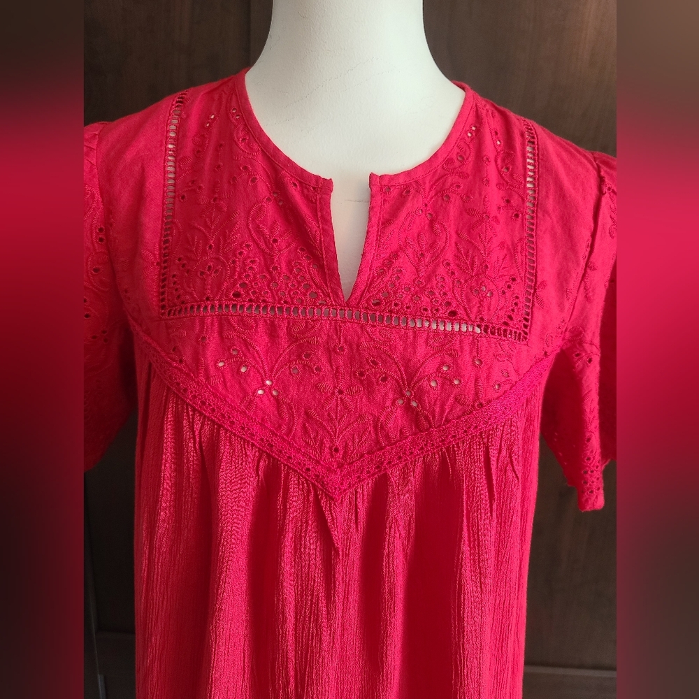 NWOT Knox Rose Red Eyelet Shirt - Picture 2 of 7